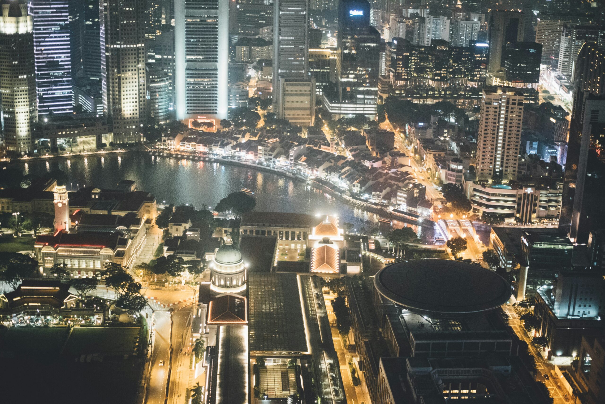 aerial view of city during nighttime