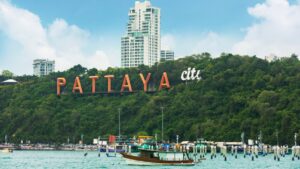 View,On,Pattaya,City,Sign,At,Pattaya,Bay,,Thailand.