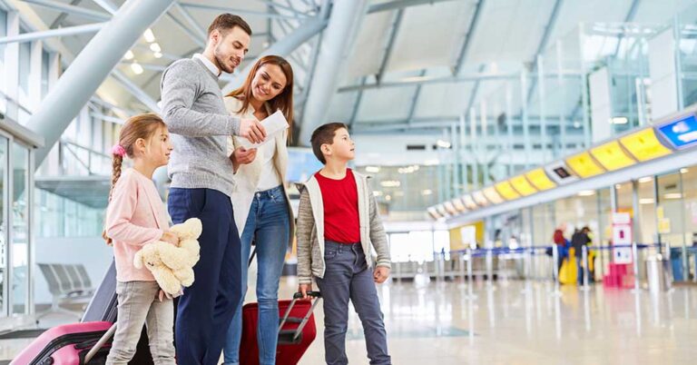 family travelling to pattaya thailand at the airport